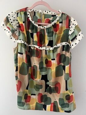 SHEIN CURVE abstract pattern short sleeve top